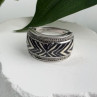 JWBR 925 Sterling Silver Enamel Zebra Stripe Diamonds Ring Size 8