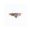 10K YELLOW GOLD AMETHYST & DIAMONDS HEART RING SIZE 6.75
