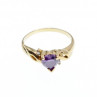 10K Yellow Gold Amethyst & Diamonds Heart Ring Size 6.75