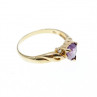 10K Yellow Gold Amethyst & Diamonds Heart Ring Size 6.75