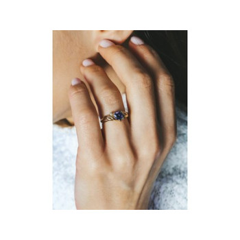 10K YELLOW GOLD AMETHYST & DIAMONDS HEART RING SIZE 6.75