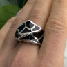 Italy Geometric Design 925 Sterling Silver Black Onyx Ring Size 10
