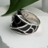 Italy Geometric Design 925 Sterling Silver Black Onyx Ring Size 10