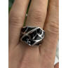 Italy Geometric Design 925 Sterling Silver Black Onyx Ring Size 10