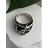 Italy Geometric Design 925 Sterling Silver Black Onyx Ring Size 10