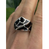 Italy Geometric Design 925 Sterling Silver Black Onyx Ring Size 10