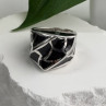 Italy Geometric Design 925 Sterling Silver Black Onyx Ring Size 10