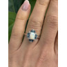 925 Sterling Silver Opal White & Blue Topaz Flower Ring Size 7