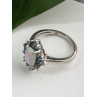 925 Sterling Silver Opal White & Blue Topaz Flower Ring Size 7