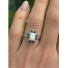 925 Sterling Silver Opal White & Blue Topaz Flower Ring Size 7