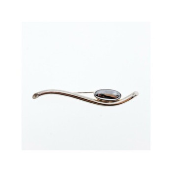 Vintage 925 Sterling Silver Hematite Brooch