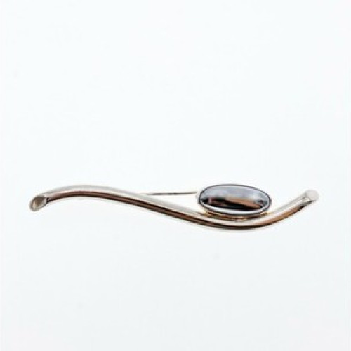 Vintage 925 Sterling Silver Hematite Brooch