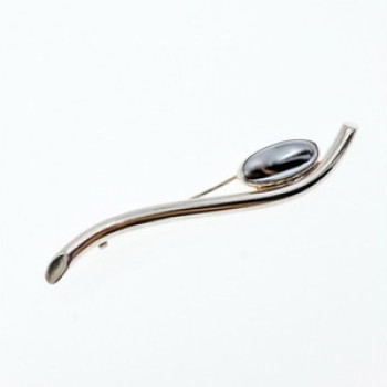 Vintage 925 Sterling Silver Hematite Brooch