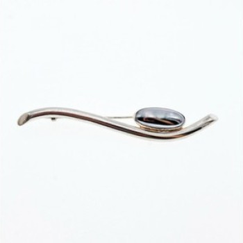 Vintage 925 Sterling Silver Hematite Brooch