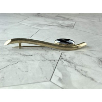Vintage 925 Sterling Silver Hematite Brooch