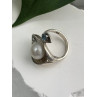 Beautiful Design 925 Sterling Silver Pearl & Topaz Ring Size 5