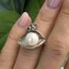 Beautiful Design 925 Sterling Silver Pearl & Topaz Ring Size 5