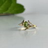 10K Yellow Gold Peridot & Diamonds Ring Size 7