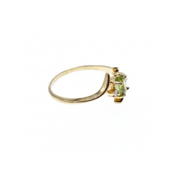 10K YELLOW GOLD PERIDOT & DIAMONDS RING SIZE 7