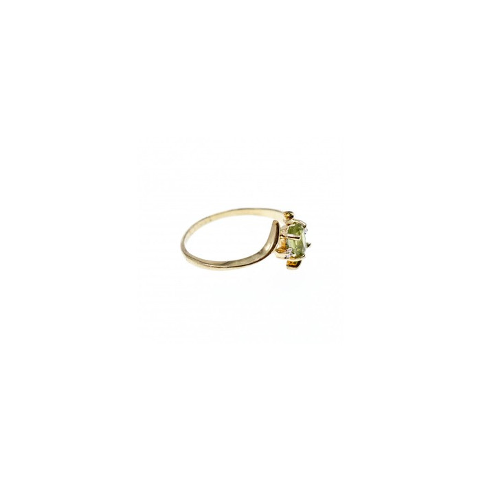 10K YELLOW GOLD PERIDOT & DIAMONDS RING SIZE 7
