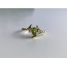 10K YELLOW GOLD PERIDOT & DIAMONDS RING SIZE 7