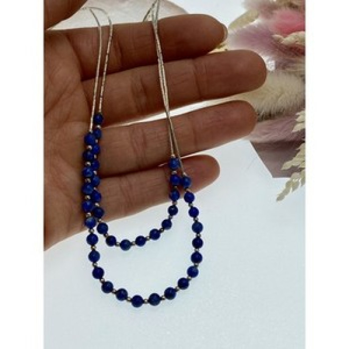 925 Sterling Silver Blue Agate Necklace