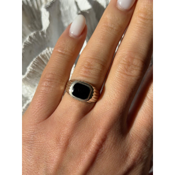 925 Sterling Silver Onyx Ring Size 7