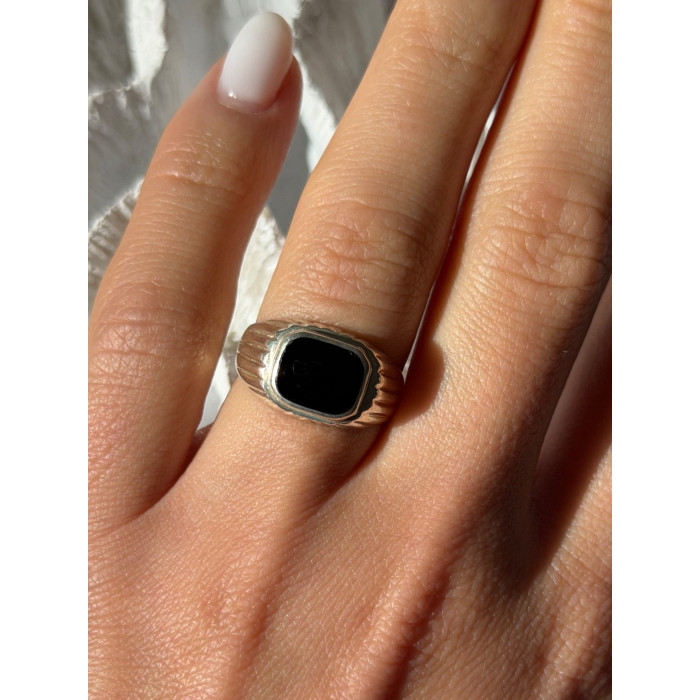 925 Sterling Silver Onyx Ring Size 7