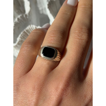 925 Sterling Silver Onyx Ring Size 7