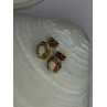 10K Yellow Gold Vintage Oval Cameo Stud Earrings Length 0.40 Inch