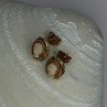 10K Yellow Gold Vintage Oval Cameo Stud Earrings Length 0.40 Inch