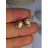 10K Yellow Gold Vintage Oval Cameo Stud Earrings Length 0.40 Inch