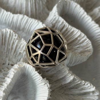 ARD Modernist 925 Sterling Silver Geometric Black Onyx Ring Size 8