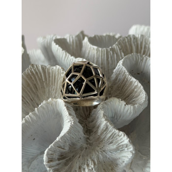 ARD Modernist 925 Sterling Silver Geometric Black Onyx Ring Size 8