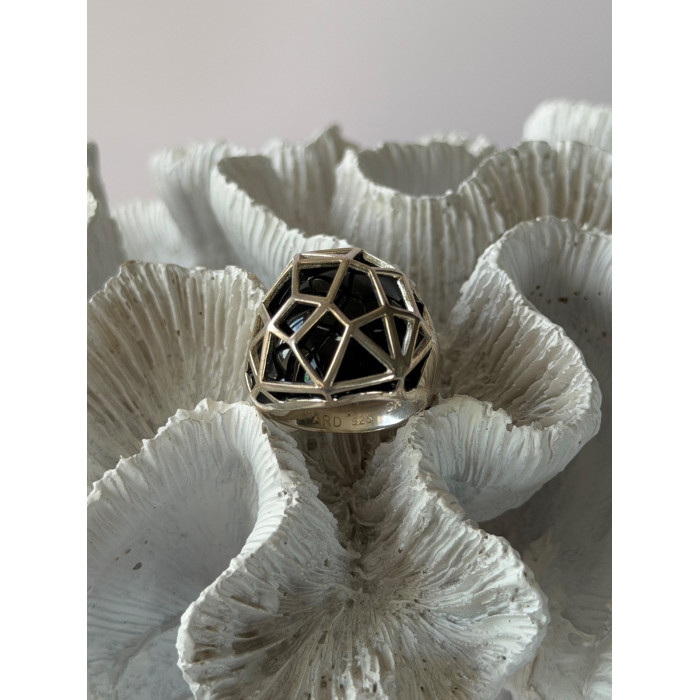 ARD Modernist 925 Sterling Silver Geometric Black Onyx Ring Size 8