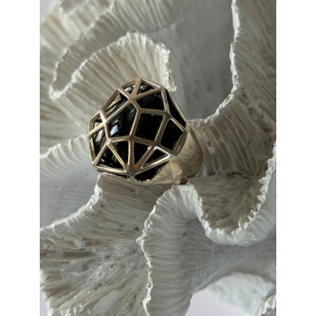 ARD Modernist 925 Sterling Silver Geometric Black Onyx Ring Size 8