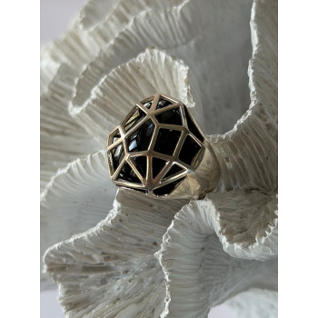 ARD Modernist 925 Sterling Silver Geometric Black Onyx Ring Size 8