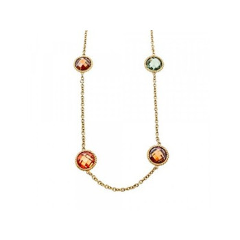 925 Sterling Silver Gold Plated Multicolor Jewelry Glass Necklace