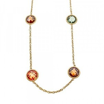 925 Sterling Silver Gold Plated Multicolor Jewelry Glass Necklace