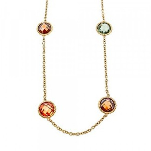 925 Sterling Silver Gold Plated Multicolor Jewelry Glass Necklace