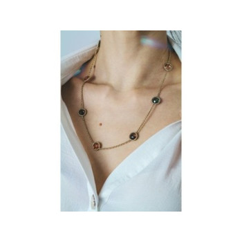 925 Sterling Silver Gold Plated Multicolor Jewelry Glass Necklace