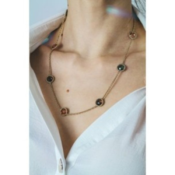 925 Sterling Silver Gold Plated Multicolor Jewelry Glass Necklace