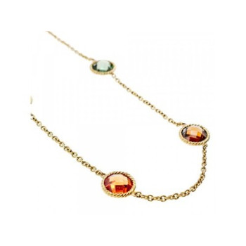 925 Sterling Silver Gold Plated Multicolor Jewelry Glass Necklace