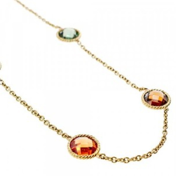 925 Sterling Silver Gold Plated Multicolor Jewelry Glass Necklace