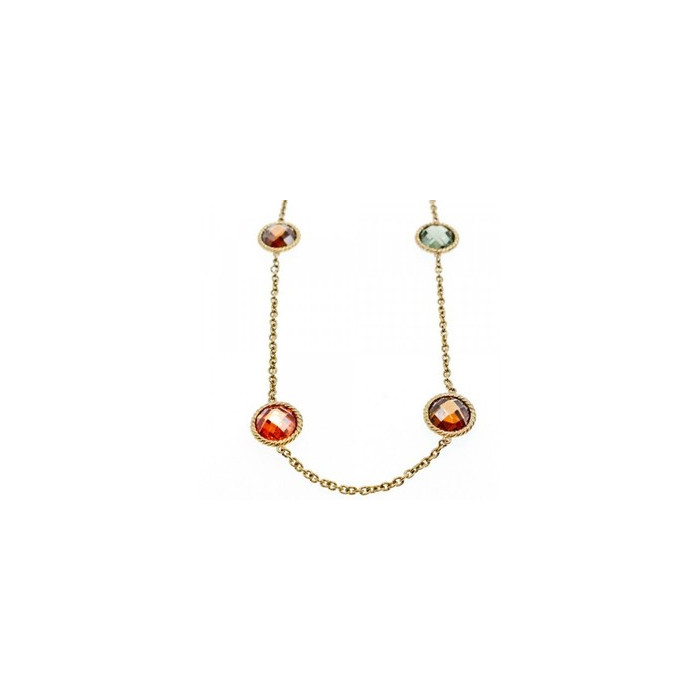 925 Sterling Silver Gold Plated Multicolor Jewelry Glass Necklace