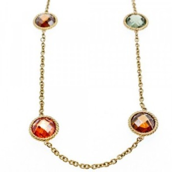 925 Sterling Silver Gold Plated Multicolor Jewelry Glass Necklace