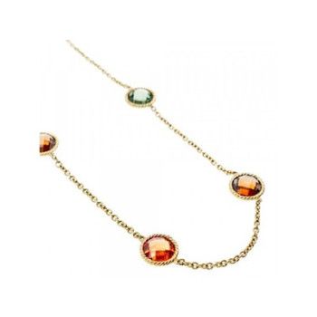 925 Sterling Silver Gold Plated Multicolor Jewelry Glass Necklace