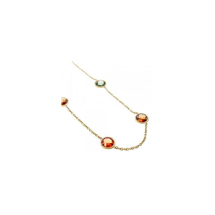 925 Sterling Silver Gold Plated Multicolor Jewelry Glass Necklace