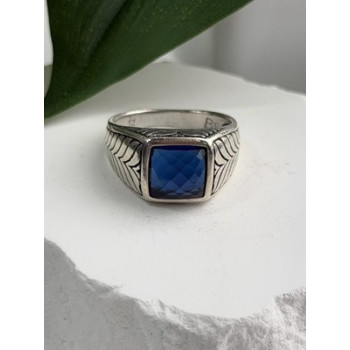 Vintage 925 Sterling Silver Sapphire Ring Size 7.5