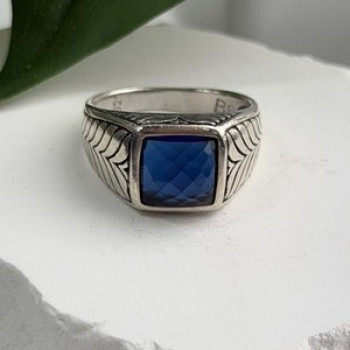 Vintage 925 Sterling Silver Sapphire Ring Size 7.5